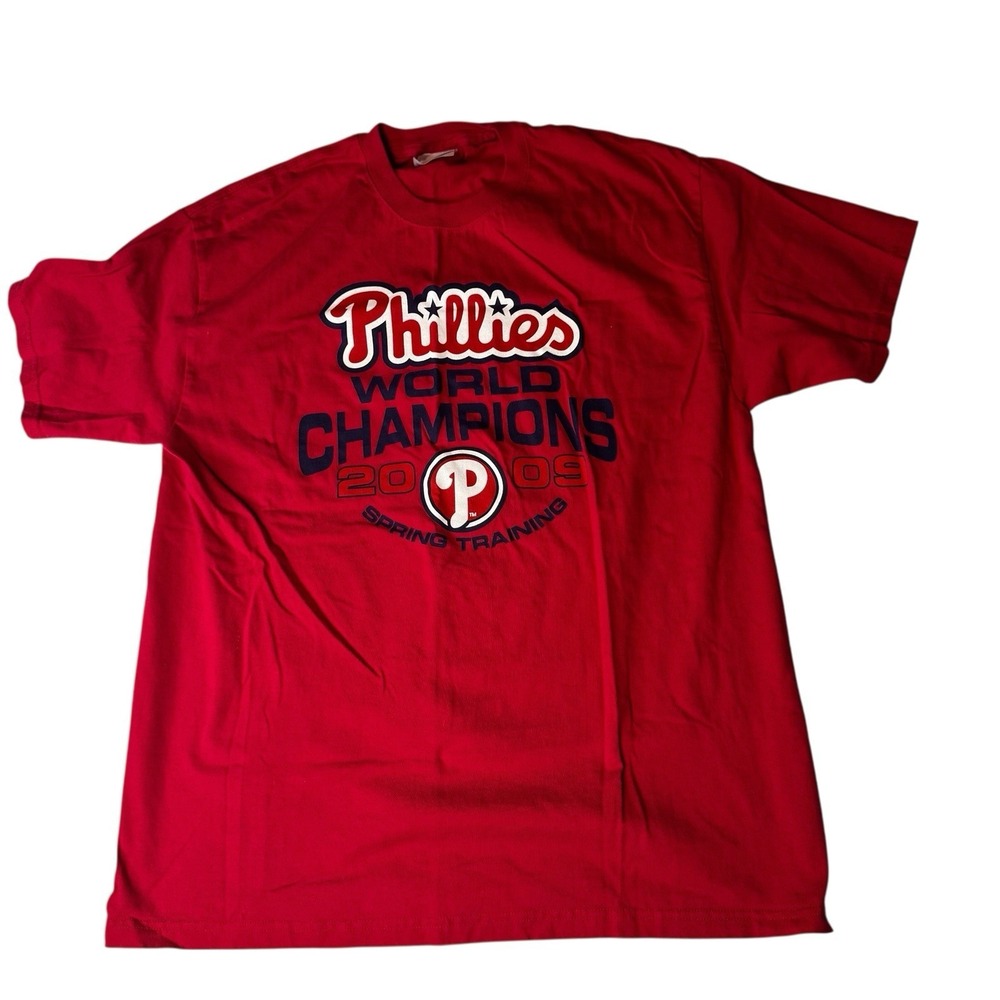 Philadelphia Phillies 2009 World Champions T Shirt Red MLB Spring Training Hanes